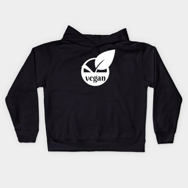 Vegan logo icon leaf (white) Kids Hoodie by FOGSJ